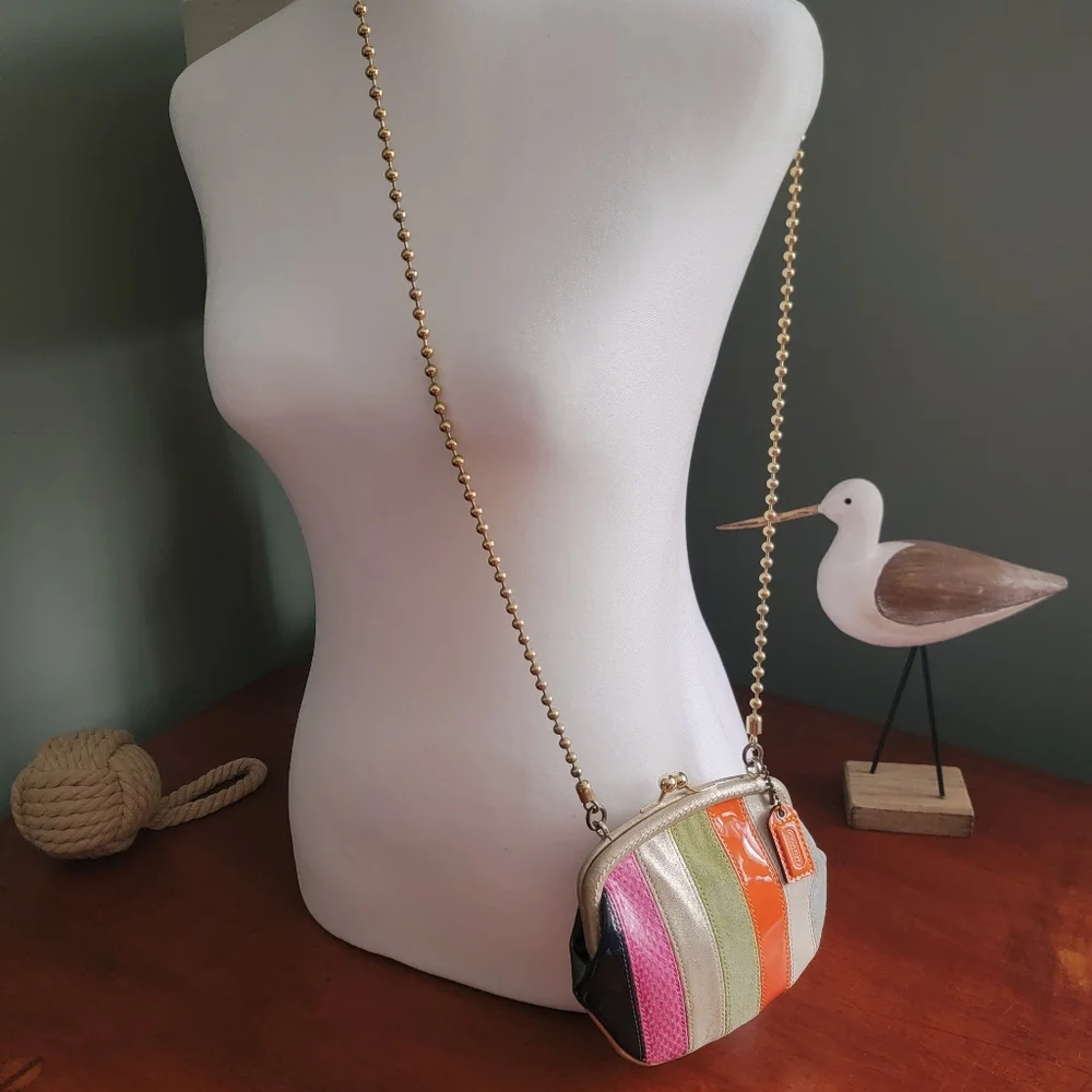 Rare Coach Legacy Patchwork Leather Framed French Purse Ball Chain Crossbody - Picture 16 of 16